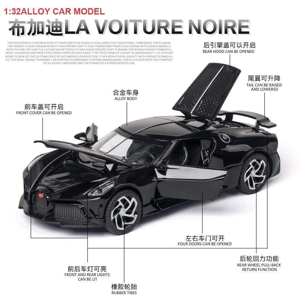 1:32 Simulation Bugatti Black Dragon Sports Car Model Alloy Car Model Metal Toy Car Boy Gift Car Decoration Jewelry Collection