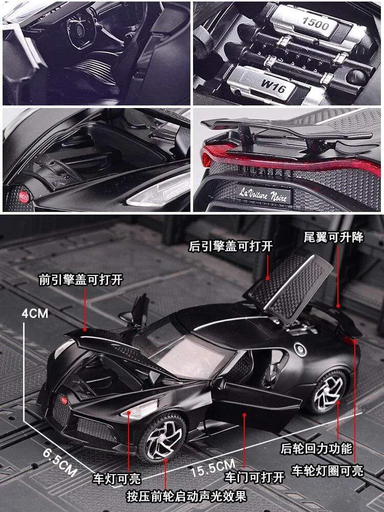 1:32 Simulation Bugatti Black Dragon Sports Car Model Alloy Car Model Metal Toy Car Boy Gift Car Decoration Jewelry Collection