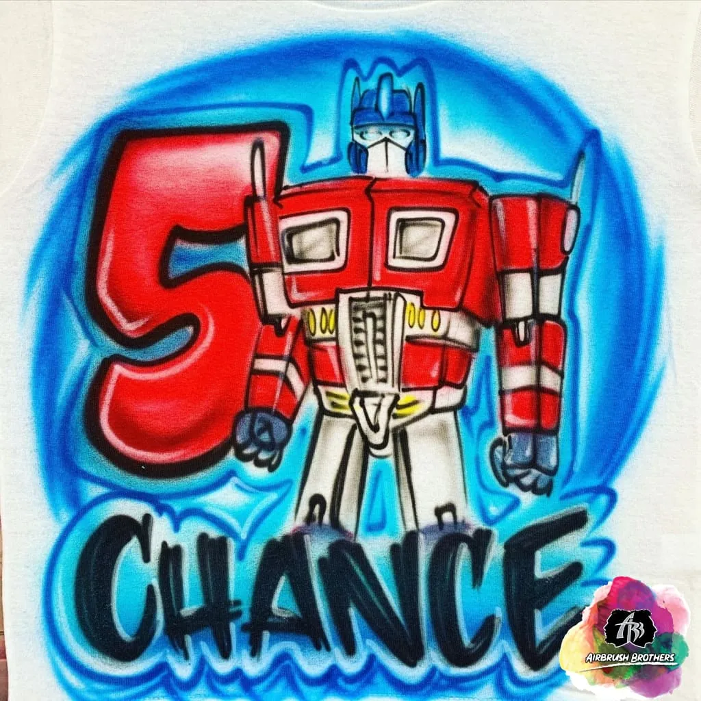 Airbrush Transformers Birthday Shirt Design