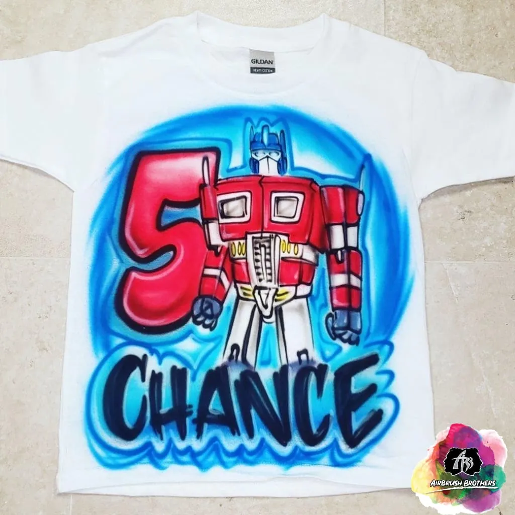 Airbrush Transformers Birthday Shirt Design