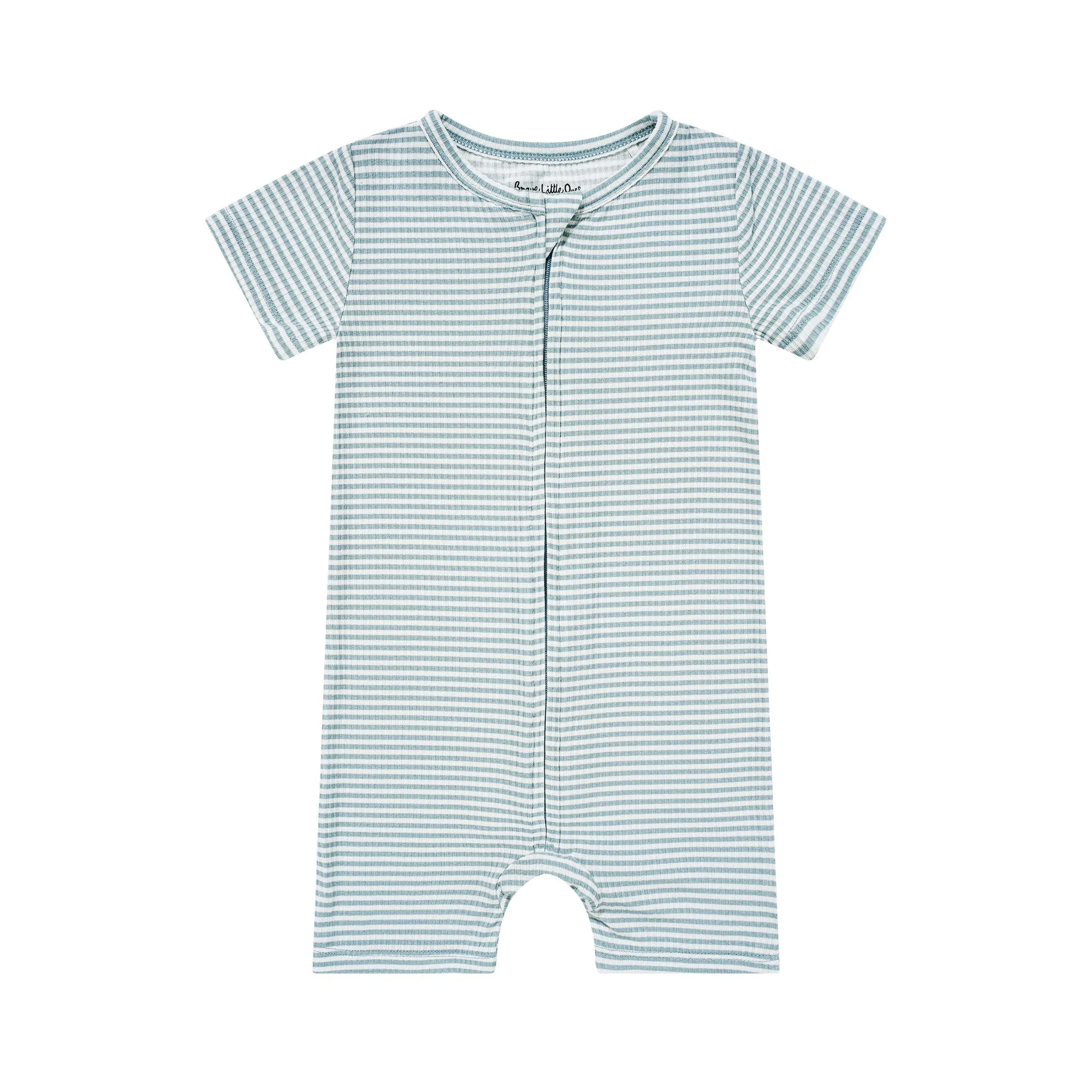 Blue Small Stripe Summer Zip Romper