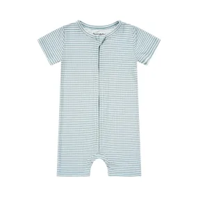 Blue Small Stripe Summer Zip Romper