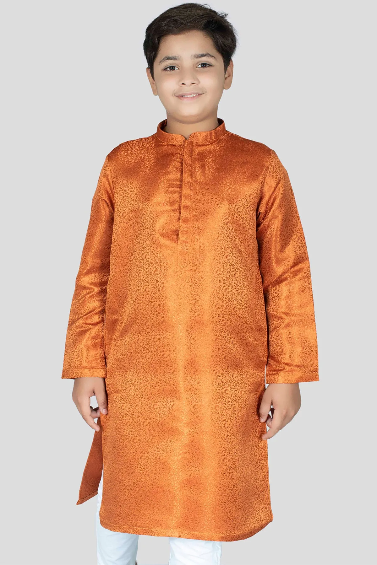 Boy Premium Jamawar Kurta Orange