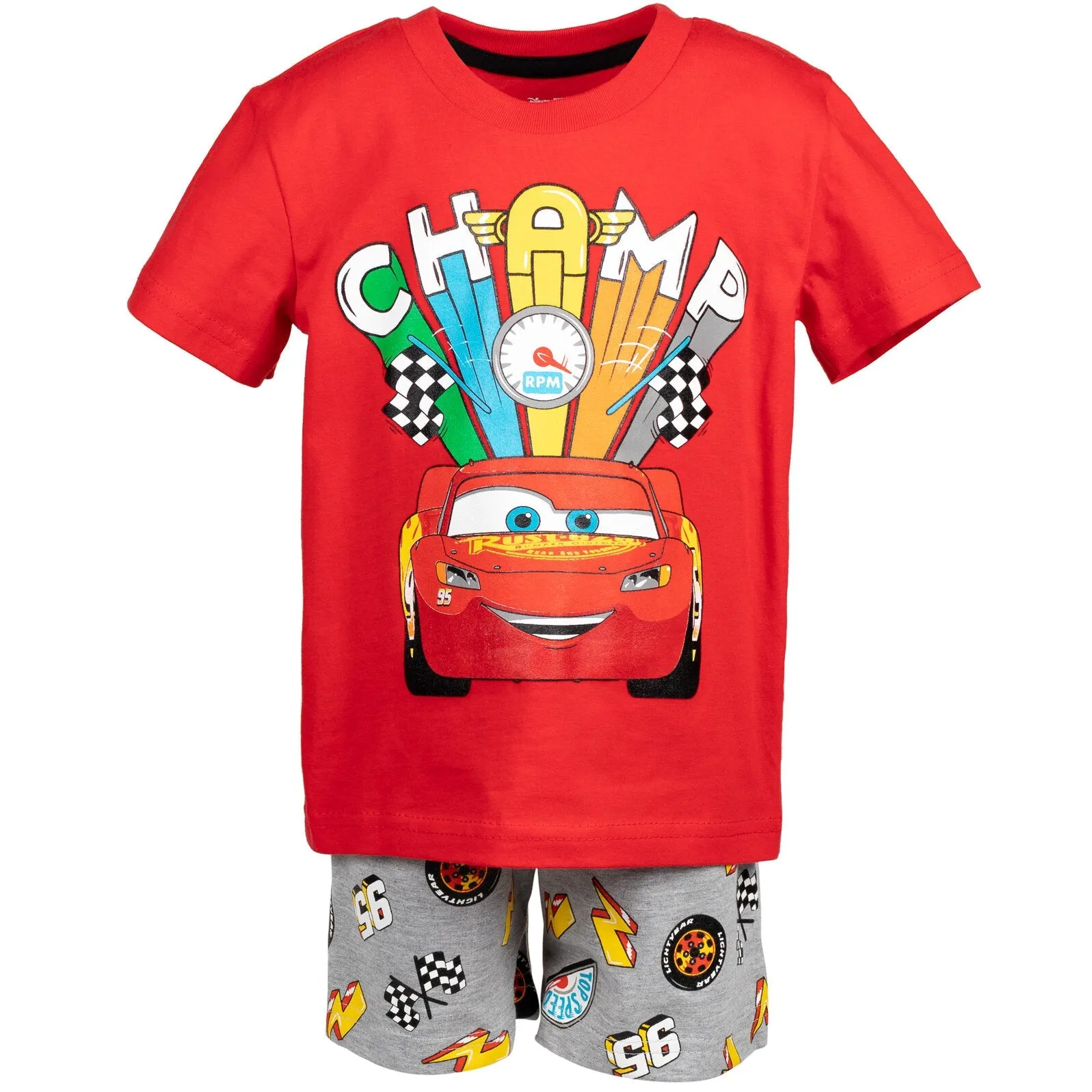 Cars Pixar Cars Lightning McQueen T-Shirt Tank Top and French Terry Shorts 3 Piece Outfit Set