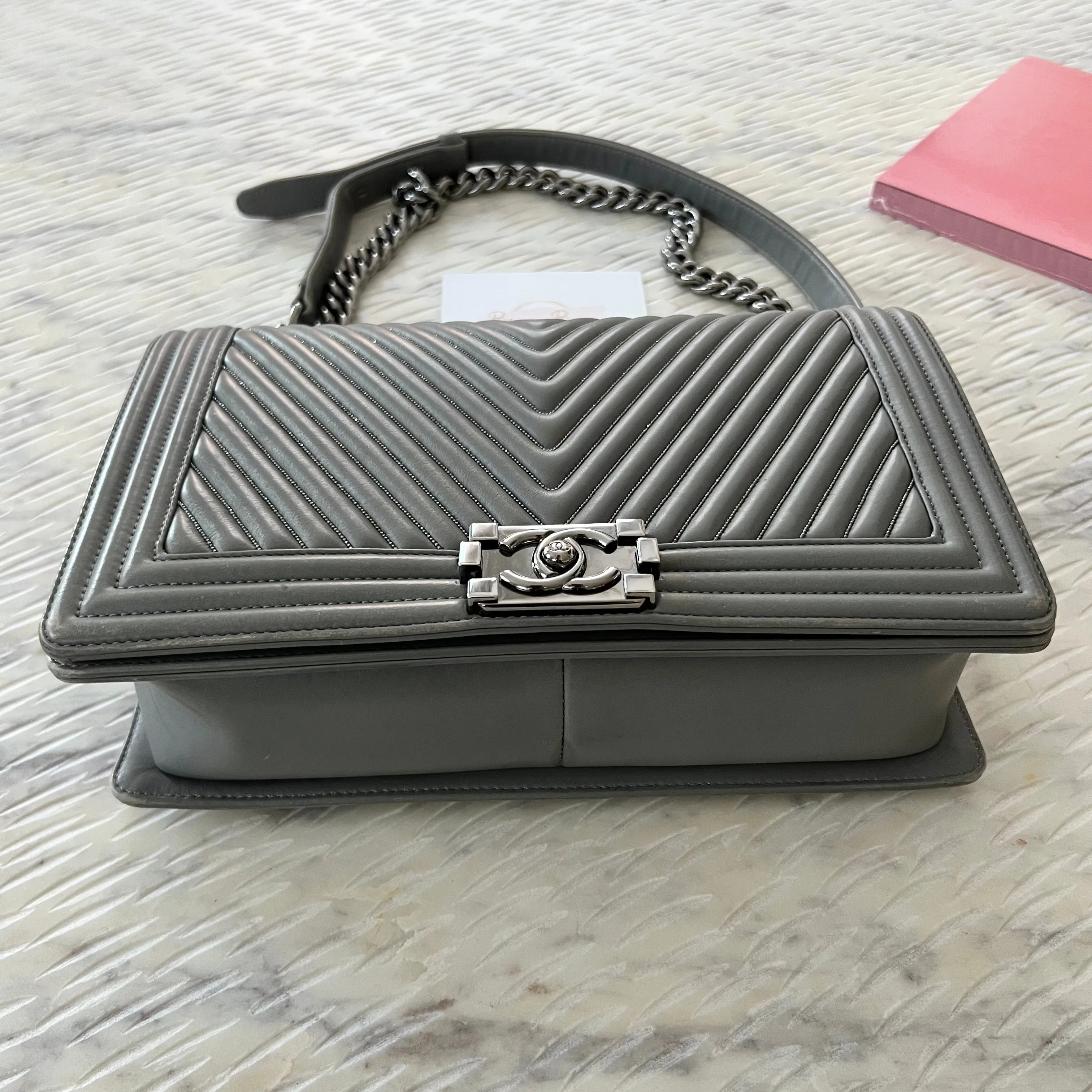 Chanel Embellished Chevron Boy Bag