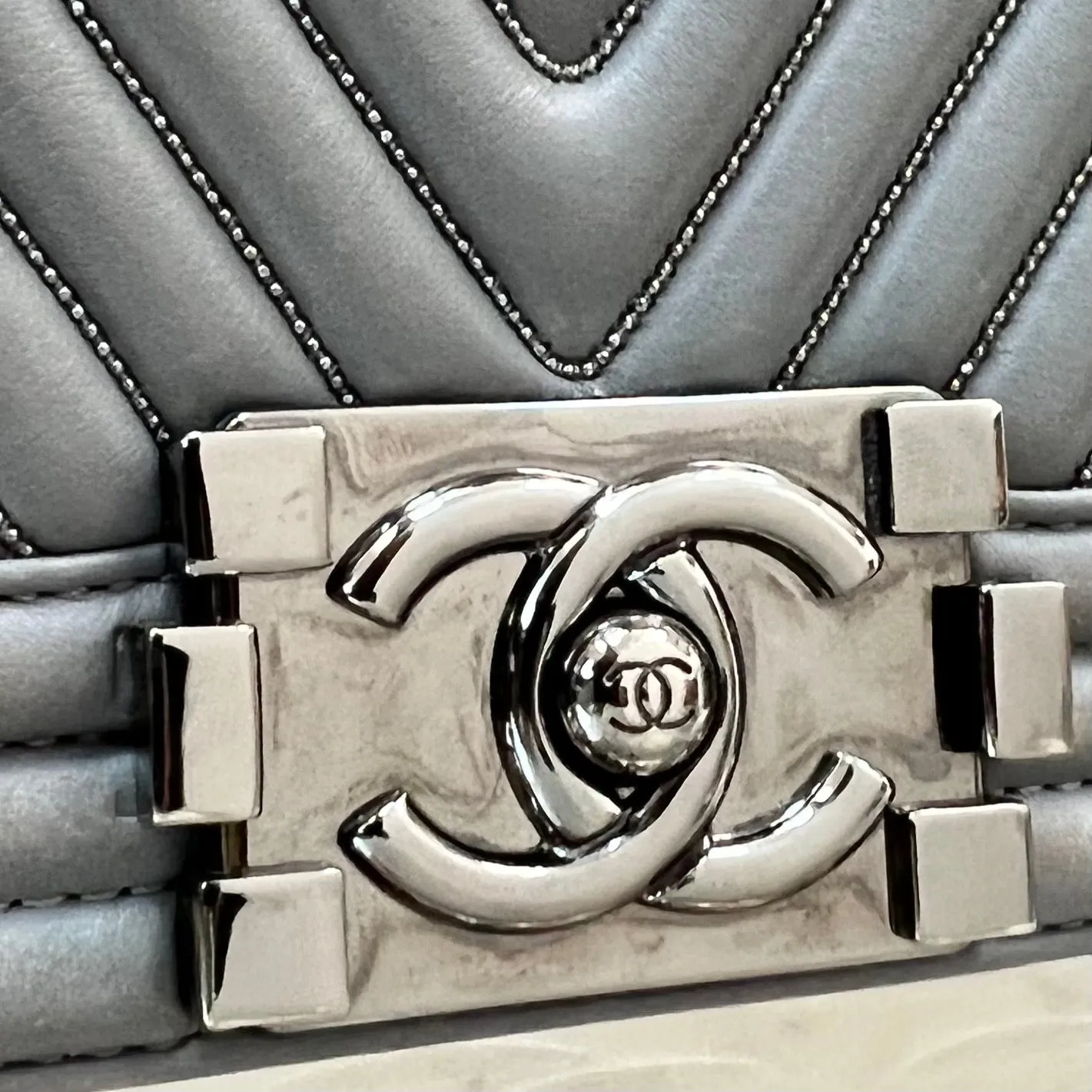 Chanel Embellished Chevron Boy Bag