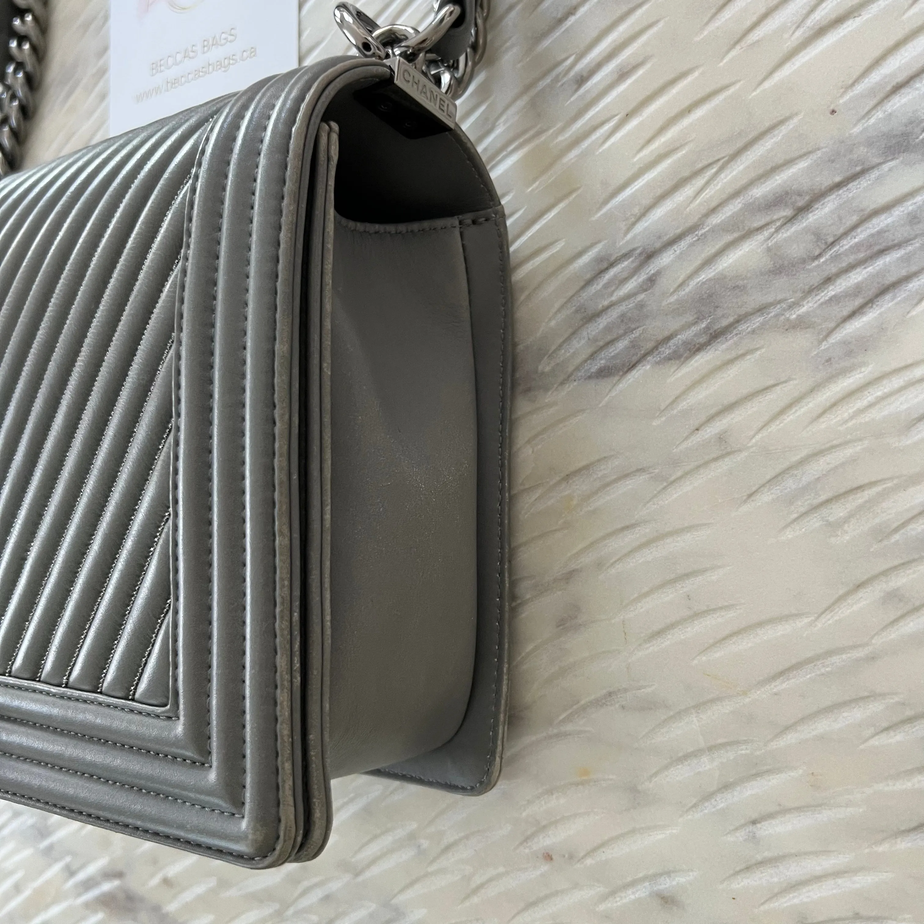 Chanel Embellished Chevron Boy Bag