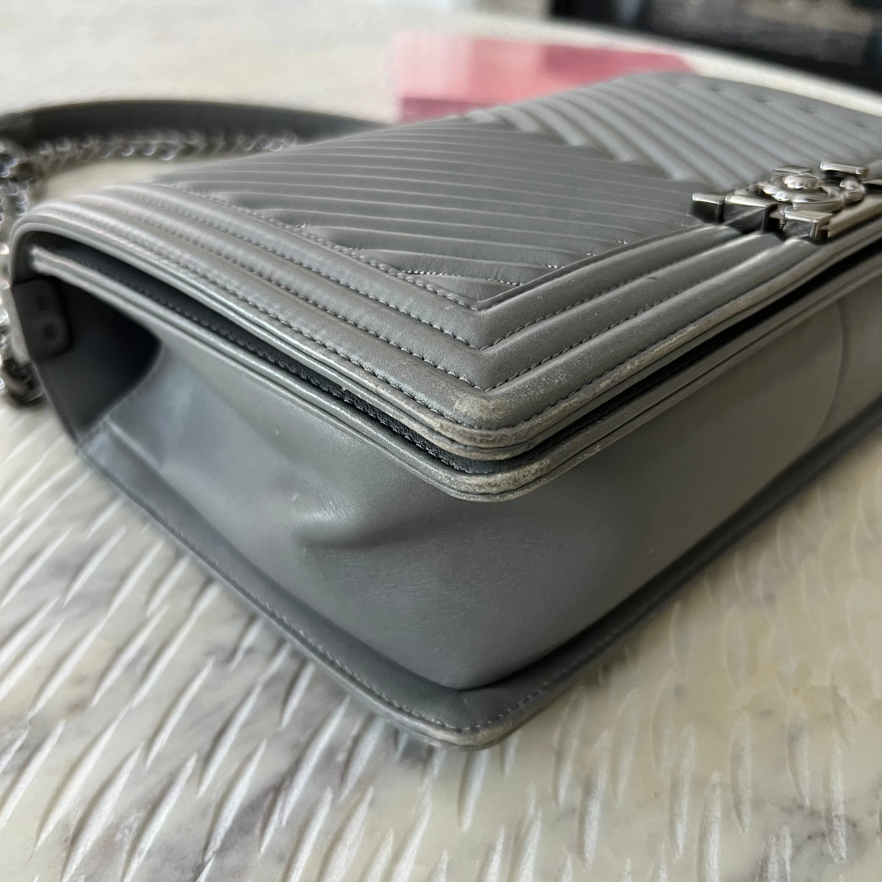 Chanel Embellished Chevron Boy Bag