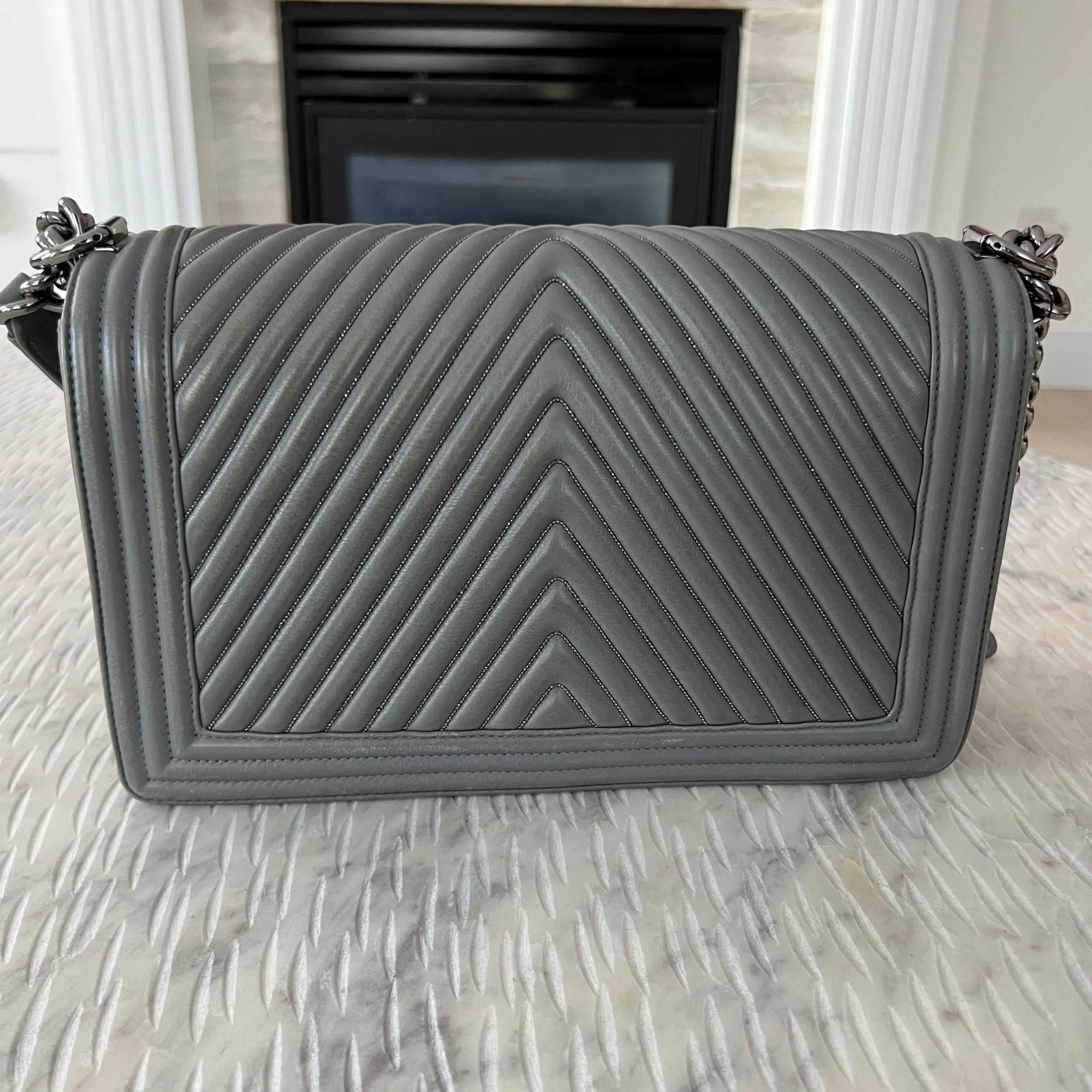 Chanel Embellished Chevron Boy Bag