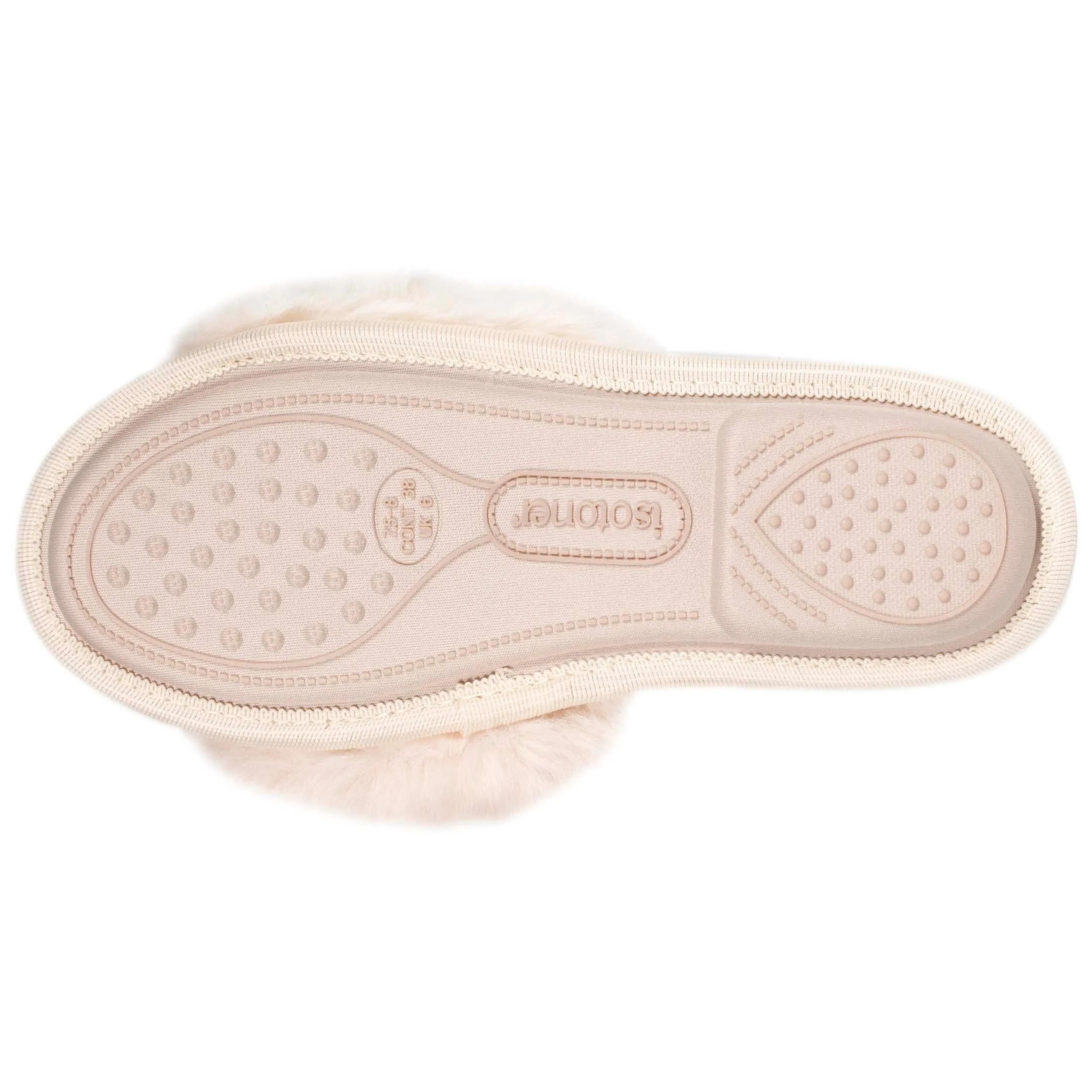 Chaussons sandales Femme fourrure Beige