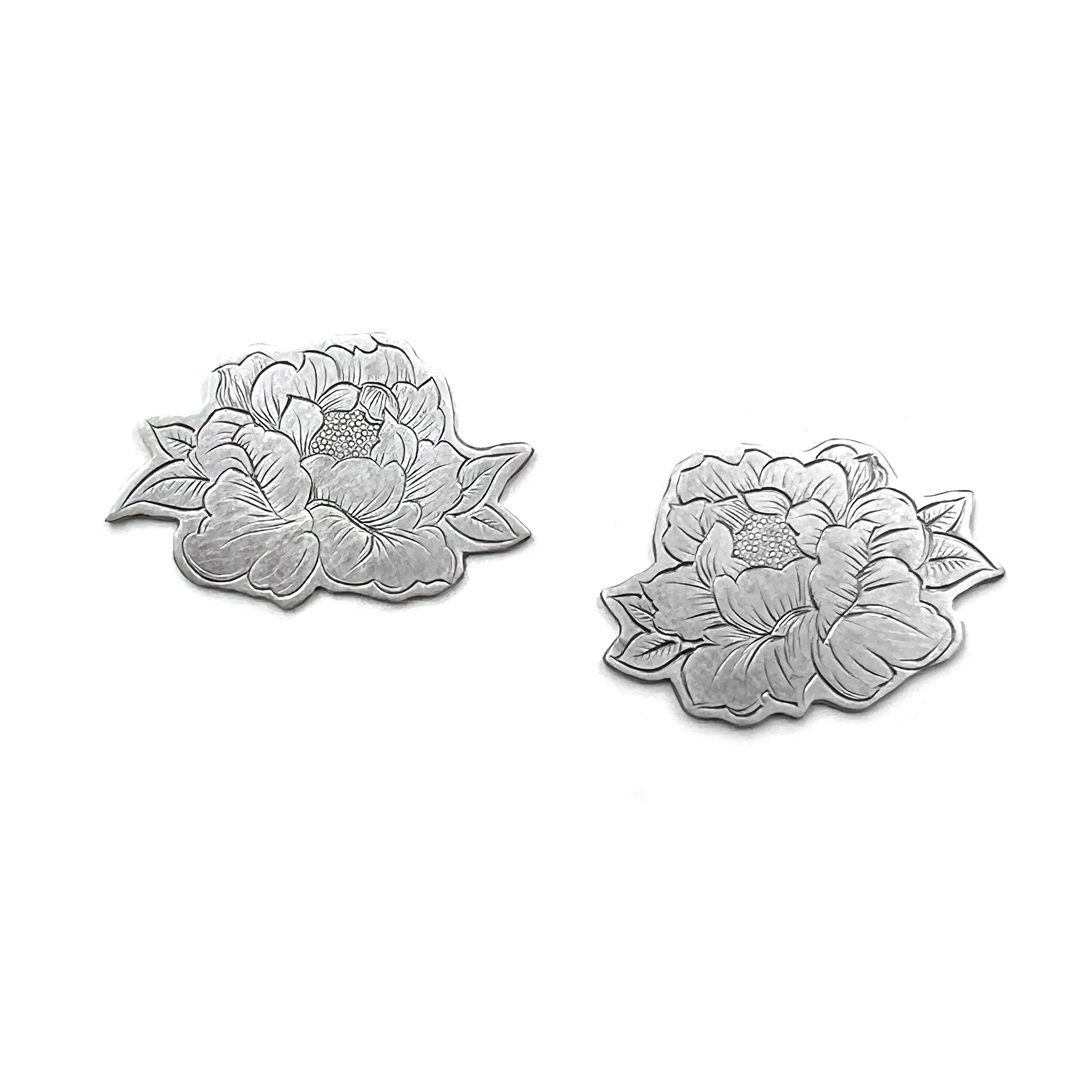 Engraved Peony Studs