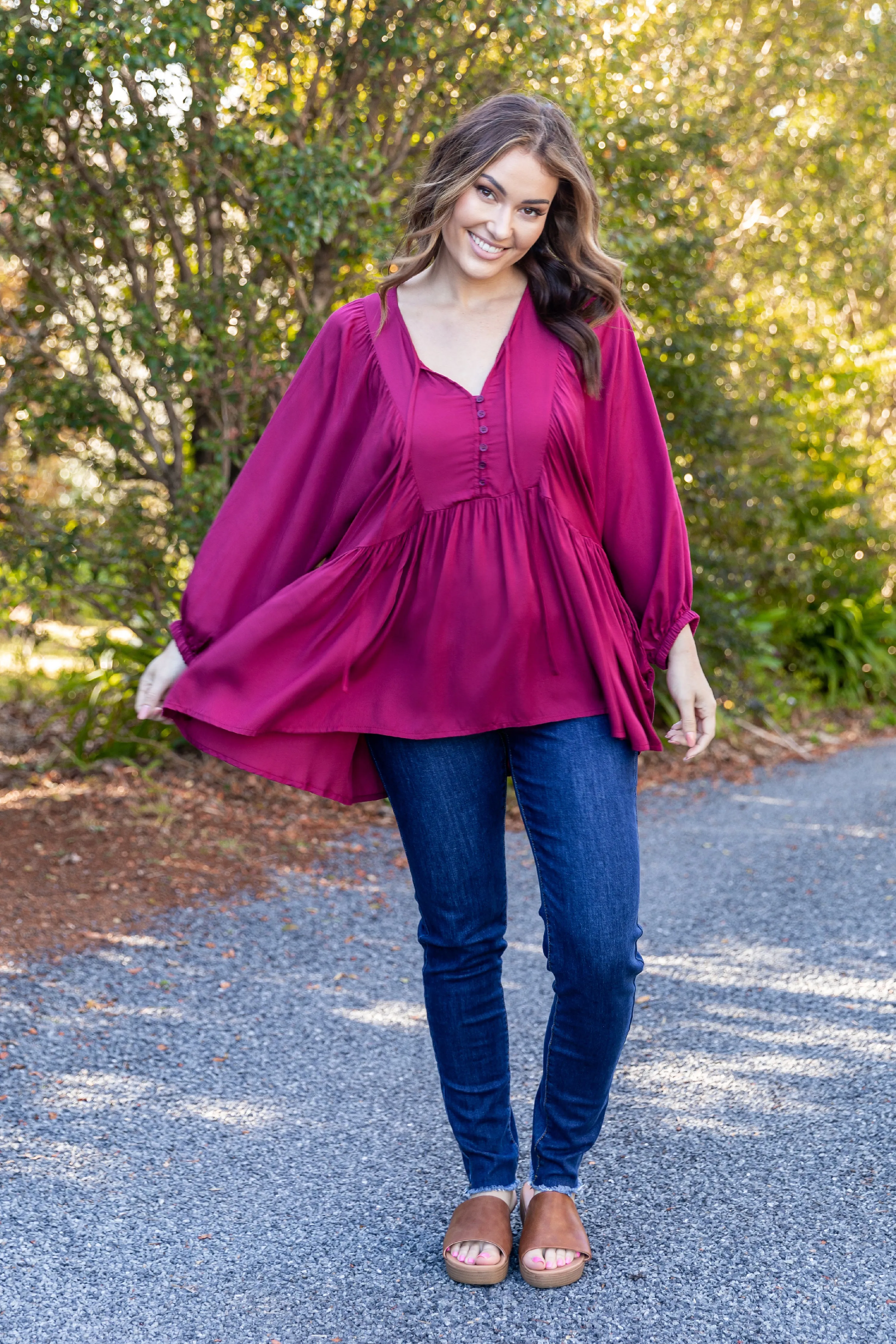 FINAL SALE Charlie Top in Merlot