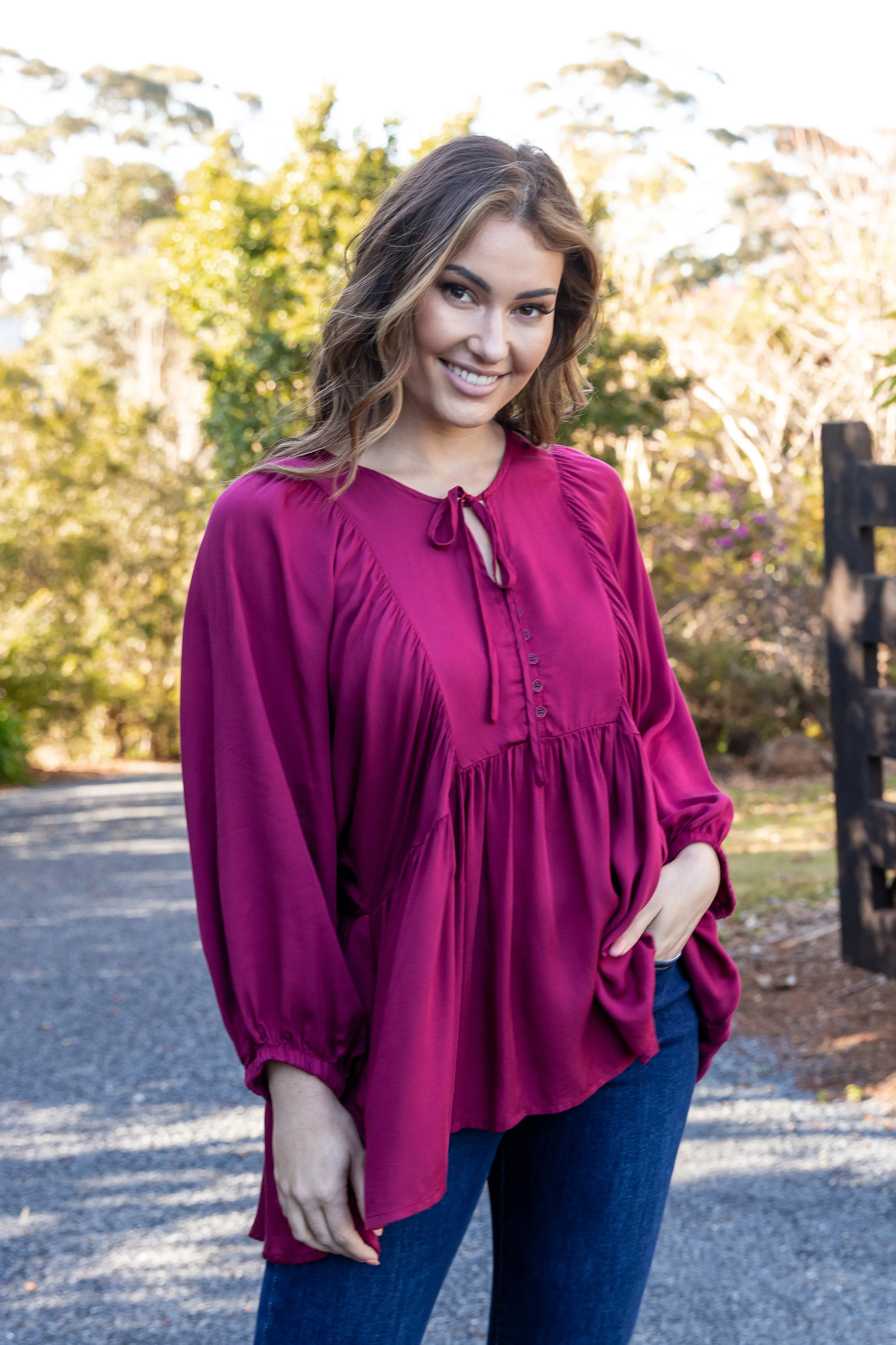 FINAL SALE Charlie Top in Merlot