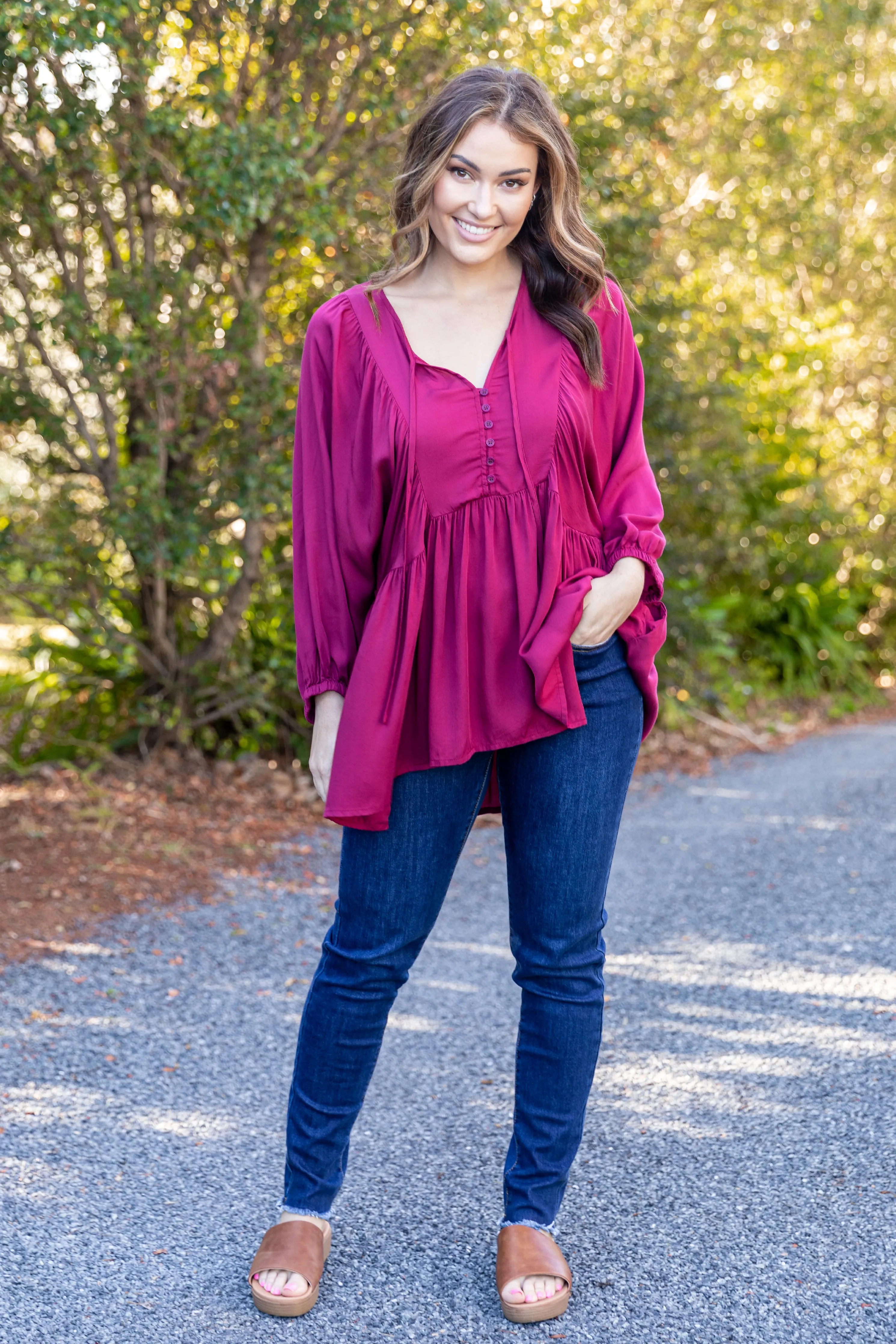 FINAL SALE Charlie Top in Merlot