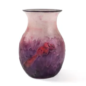 Gabriel Argy-Rousseau "Ecureuils Dans L'Herbe" Pate de Verre Glass Vase