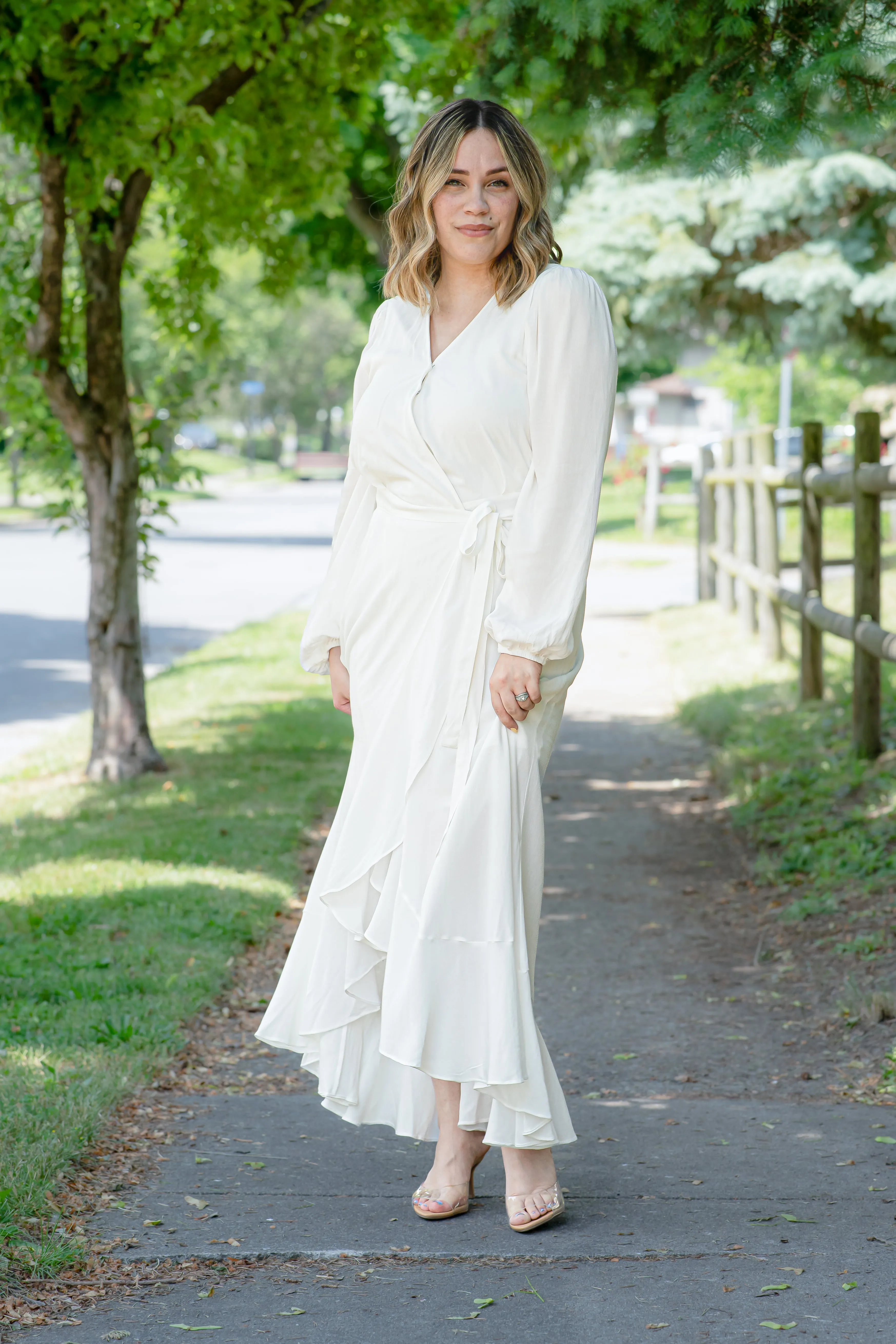 Gabriella Wrap Maxi Dress in Ivory