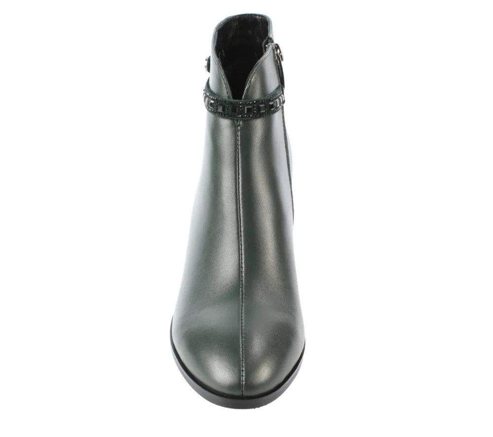 Ghete elegante, dama, EPICA, K330004A verde inchis, piele naturala, cu toc