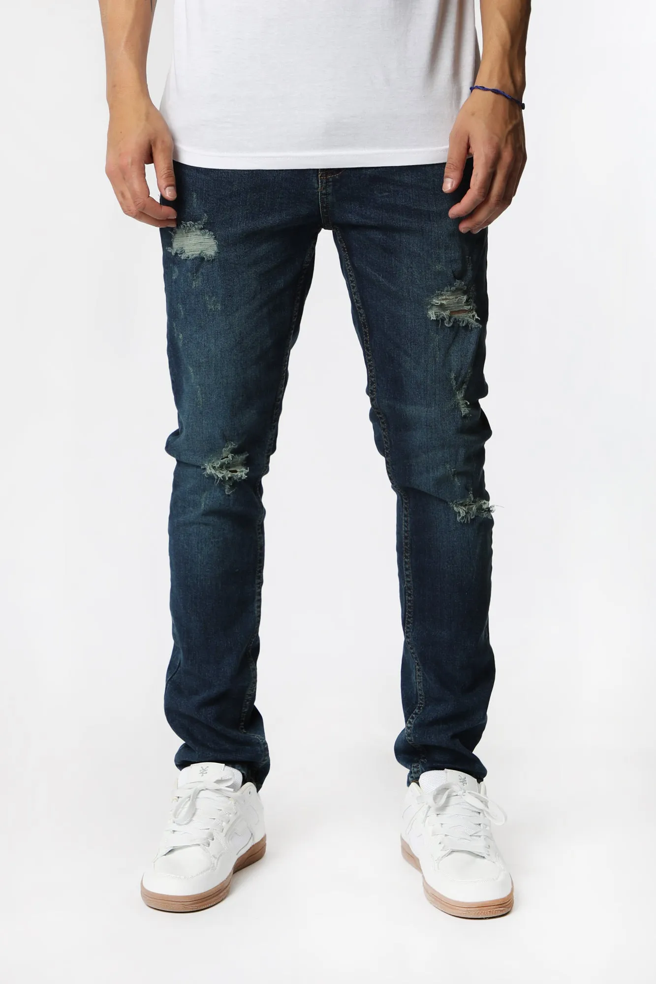 Jean Filiforme d'Aspect Usé West49 Homme