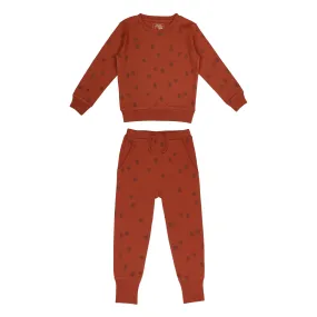 Kids' Printed Sweatshirt & Jogger Set in Cinnamon Pinecone