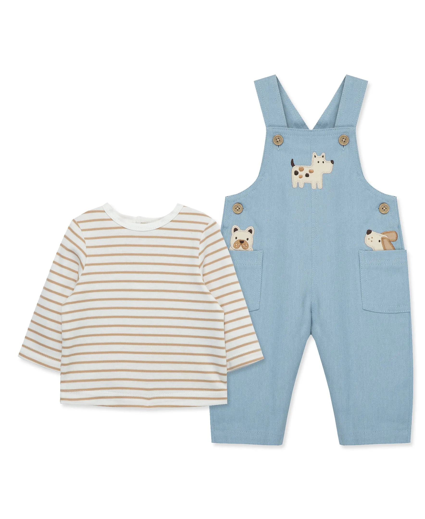 Puppies Woven Overall Set (3M-12M)