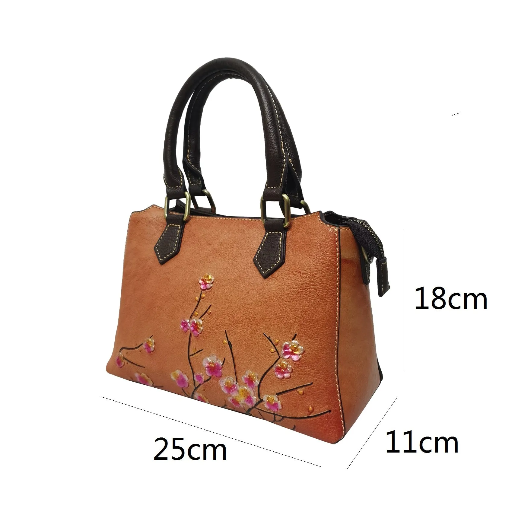 Women's embossed genuine cowhide leather handbag Kunis design