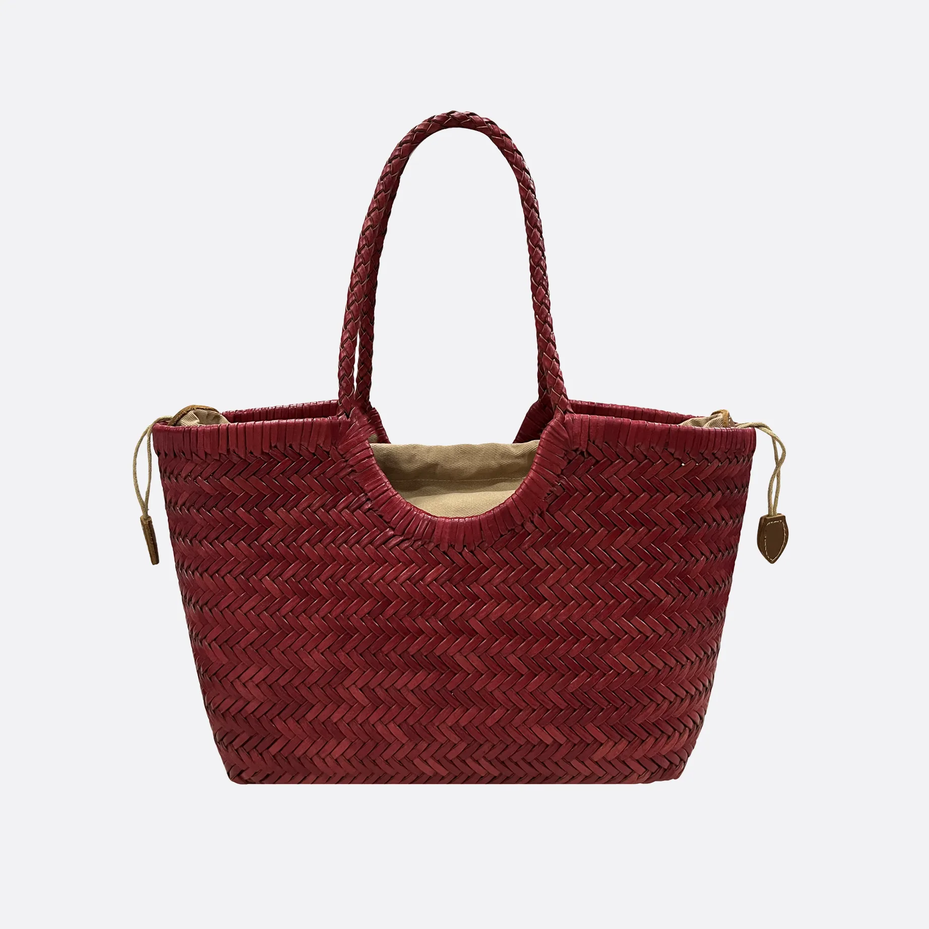 Women's handwoven genuine cowhide leather handbag Top Handle shopping tote V3