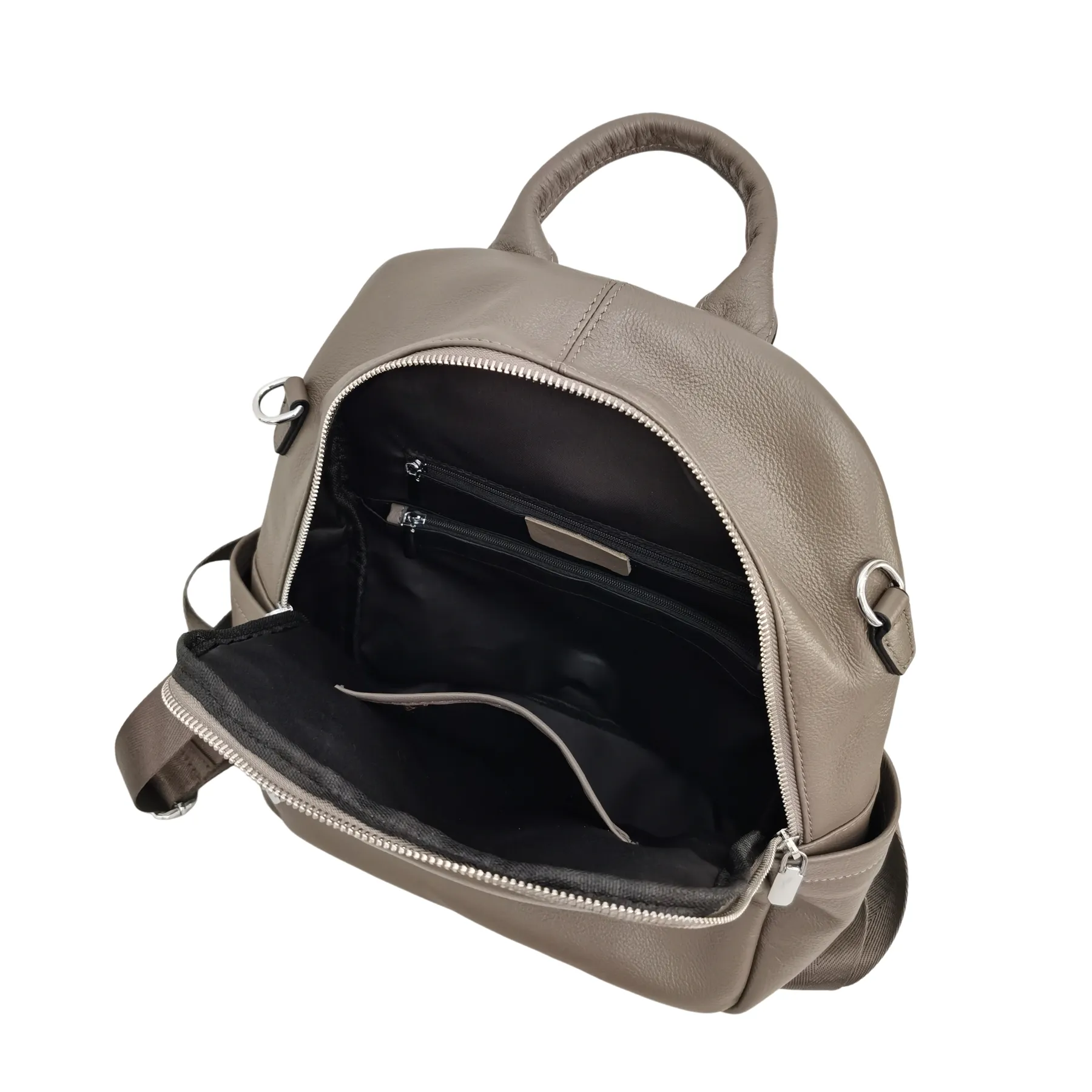 Women's multi zip cowhide leather backpack