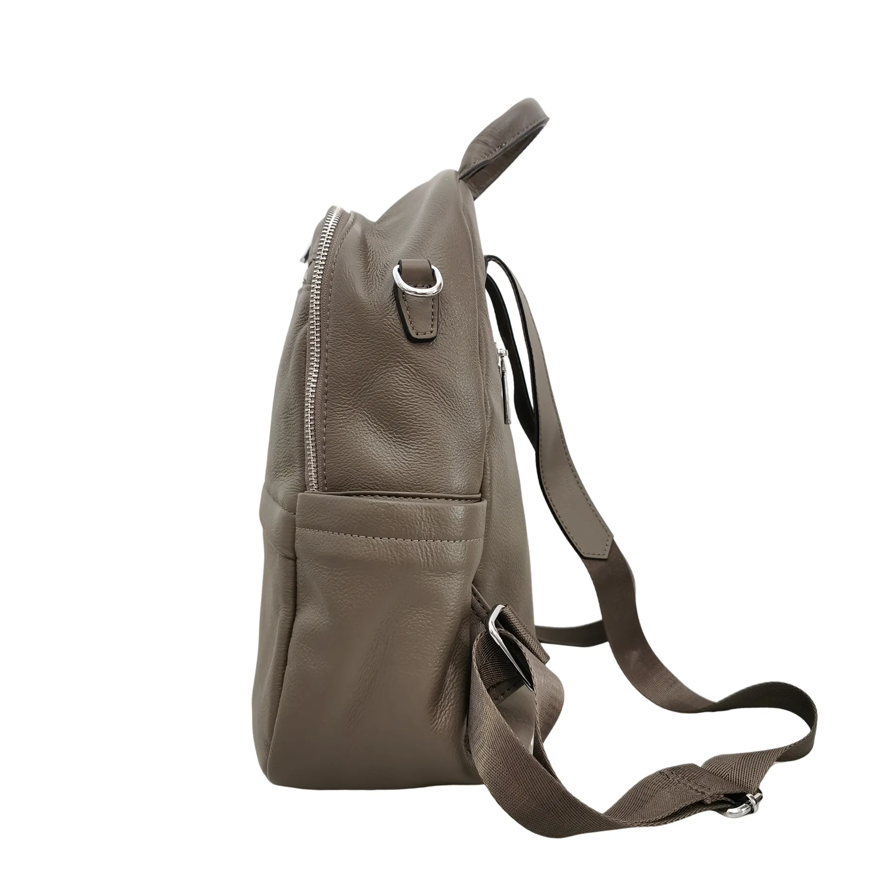 Women's multi zip cowhide leather backpack