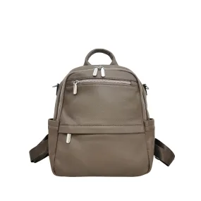 Women's multi zip cowhide leather backpack