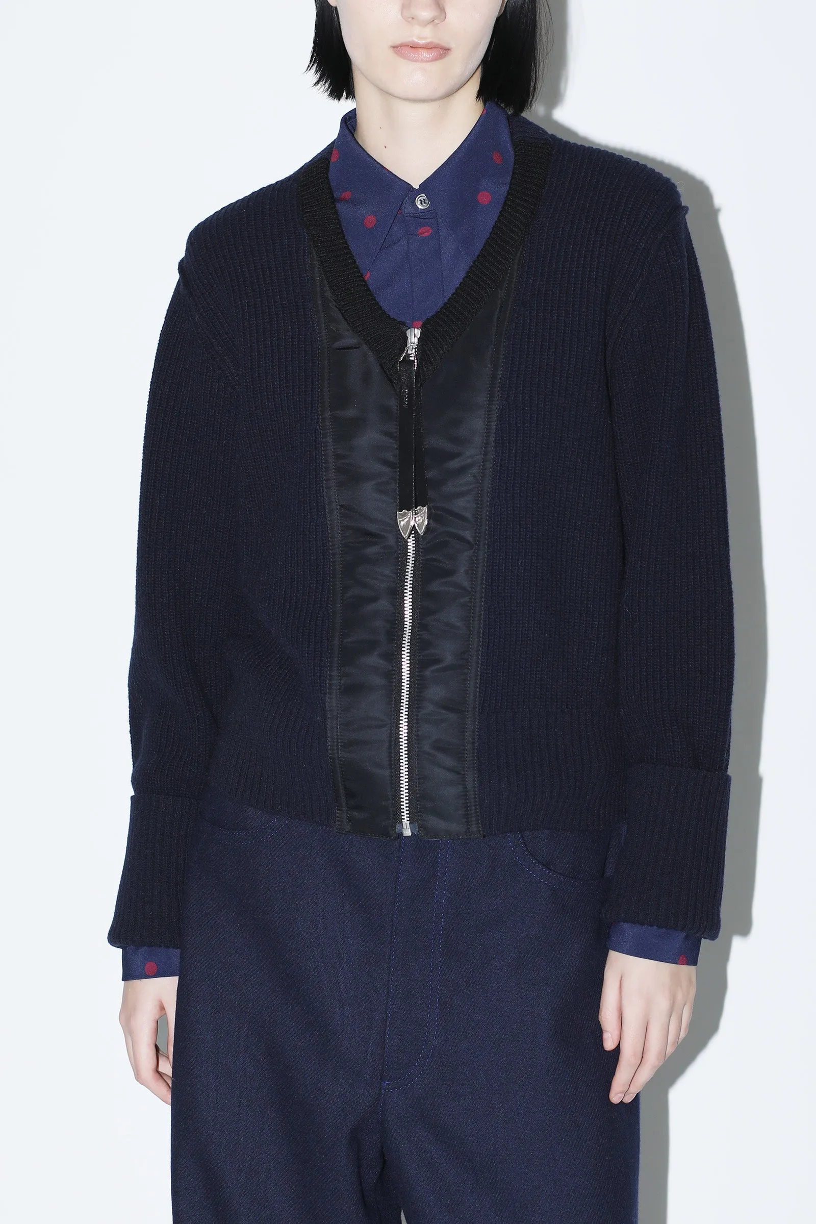 Wool Knit Zip Cardigan