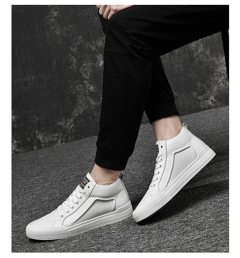 Xituodai  Men's shoes autumn and winter new high-top men's casual shoes leather shoes fashion trend shoes sports shoes men